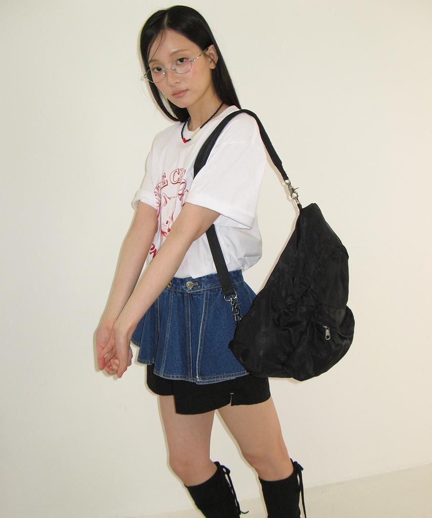 RONRON Ribbon Chatonne Over Fit T Shirt White