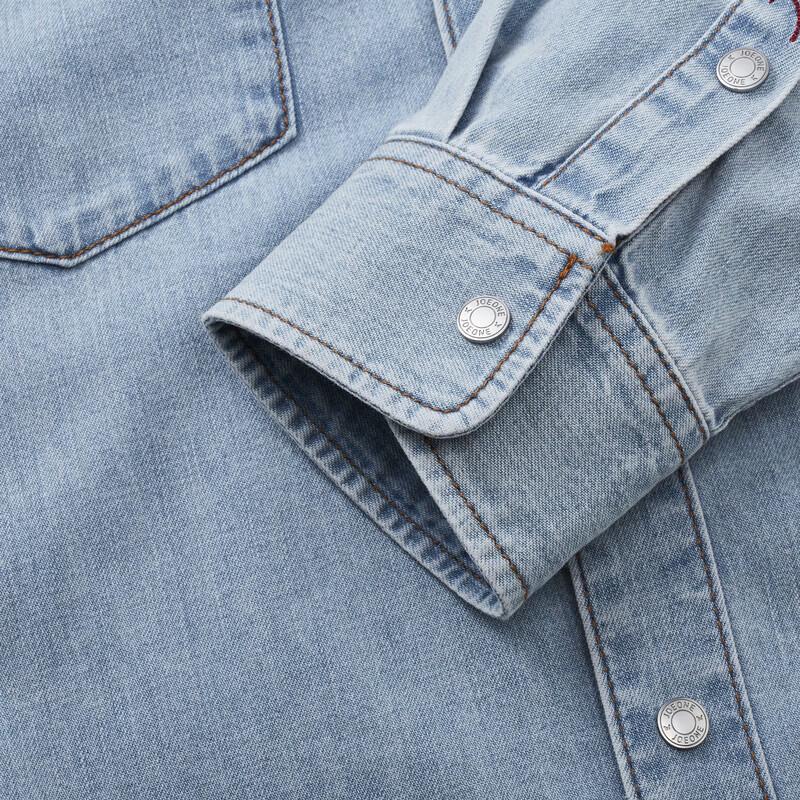 JOEONE Men's Light Blue Denim Shirt