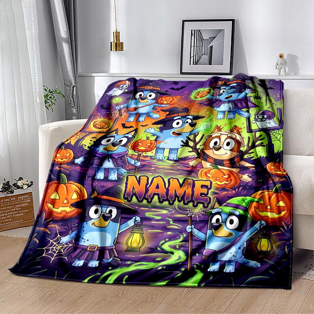 Bluey's Soccer Celebration Personalized Text Blanket Cozy Customizable Blanket Warmthful Decor Great for Sofa Office Chair Bed Picnics