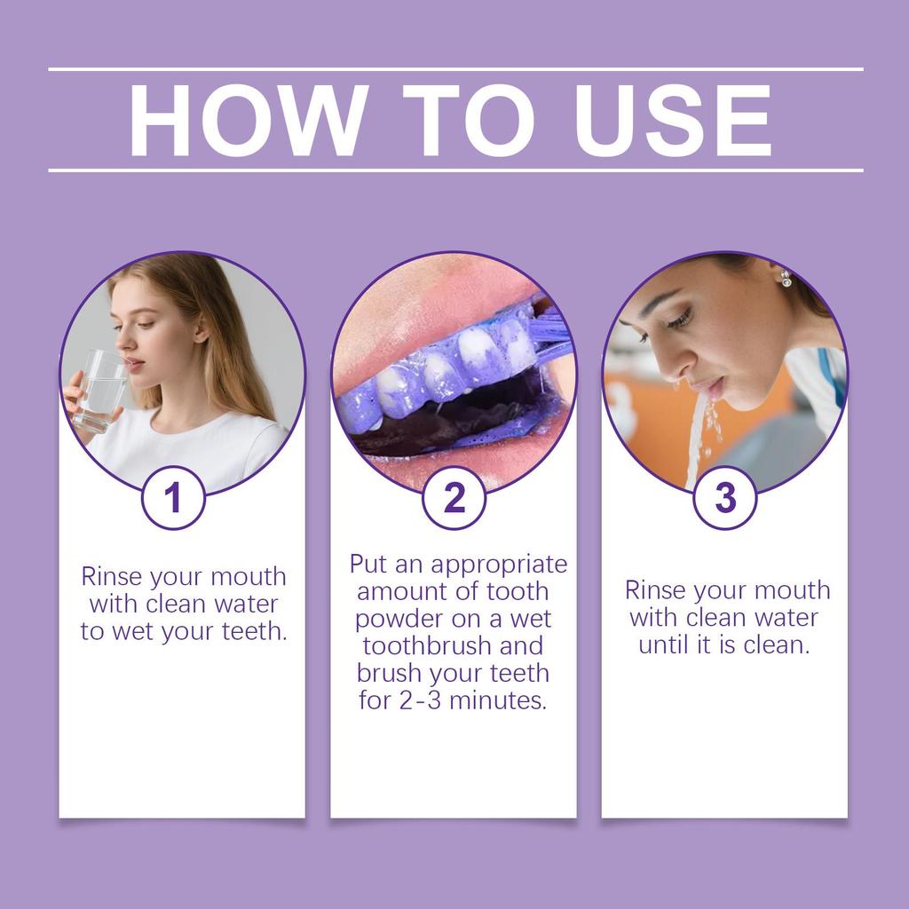 Purple Teeth Cleaning Powder, Fine Texture & Mild Formula, Gentle Teeth Stain & Odor Removal, Daily Oral Care