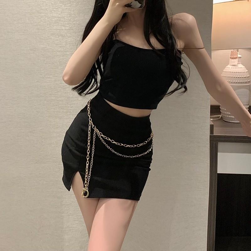 Y2k Silver Metal Waist Chain With Tassel Decor For Teen Girls Summer Style