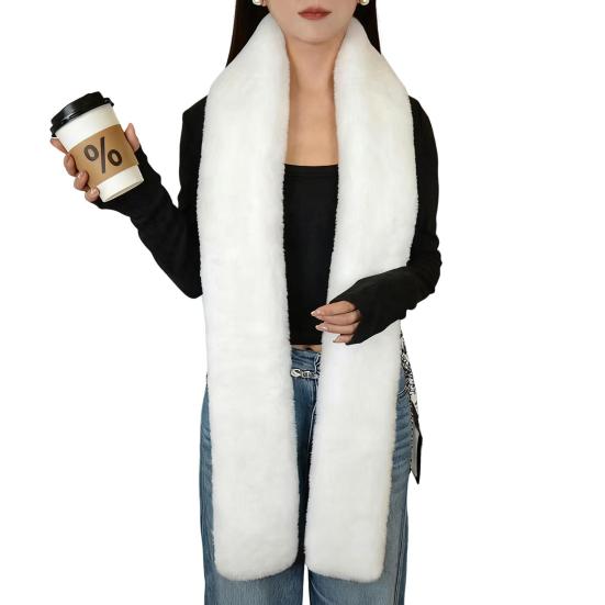 Imitation Rabbit Fur Scarf Solid Color Versatile Design Thickened Warm Scarf Cold Weather Fashion Accessories