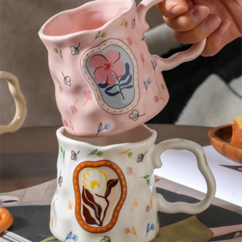 Ceramic Mug Flower Handmade Shaped Dreamy Premium Design High Value Coffee Cup For Breakfast Water Cup Unique Souvenir Gift