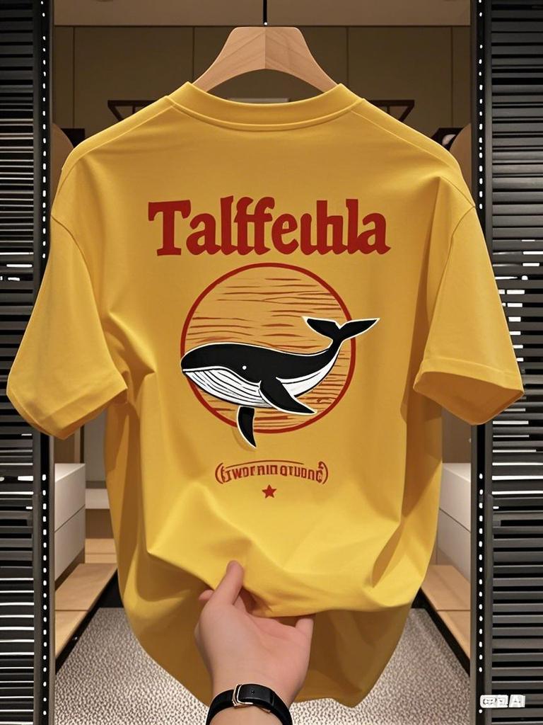 Pure cotton short-sleeved T-shirts for men and women high-end trendy T-shirts for the new summer of 2025 and Marine animals
