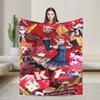 Pearto Poteto Anime Kasane Teto Virtual Singer Blanket Warm Soft Plush Bedding Throws For Home Decor Flannel Bedspread Bed Cover