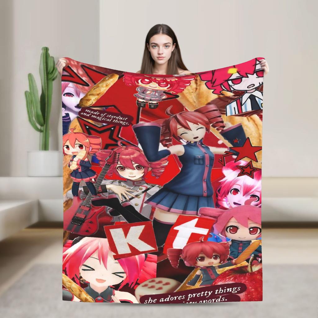 Pearto Poteto Anime Kasane Teto Virtual Singer Blanket Warm Soft Plush Bedding Throws For Home Decor Flannel Bedspread Bed Cover