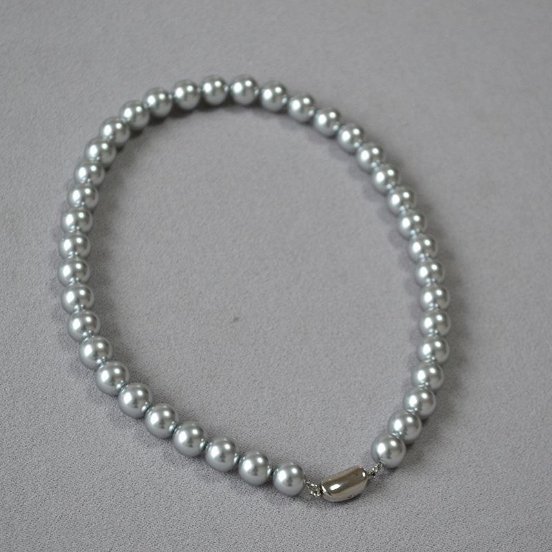 

French retro fever with the same round imitation Shijia crystal pearl ingot buckle elegant temperament necklace collarbone chain