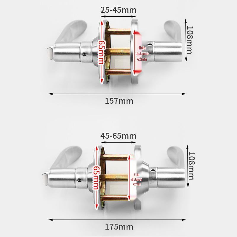 Three-Bolt Aluminum Alloy Spherical Door Handle Lock for Bathroom