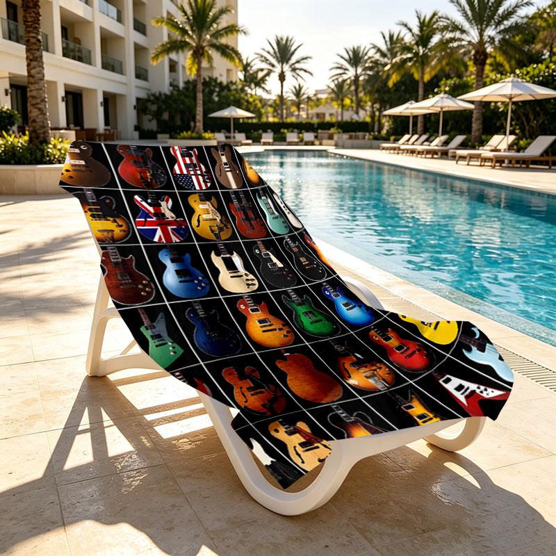 Fender Print Beach Towel Design, Soft, Lightweight. for Home Bathroom, Spa, Pool, Yoga, Surfing, Camping, Gift for Family, Friend