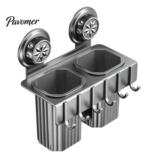 Kitchen Countertop Organizer Chopstick/Cutter Storage Rack, Wall Mounted Suction Cup Installation, Heavy Duty Carbon Steel No Drill Utensils
