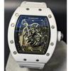 Used New Watch Richard Mille Type Quartz Homage Watch Rubber Tonneau White Skeleton