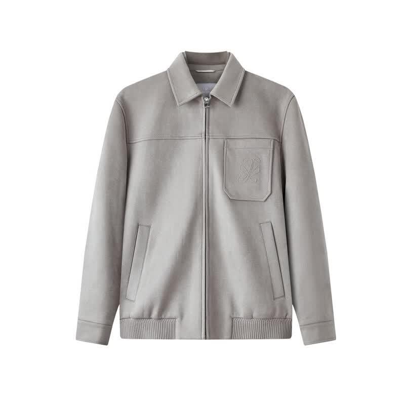 JOEONE Men's Suede-Effect Slim Fit Jacket