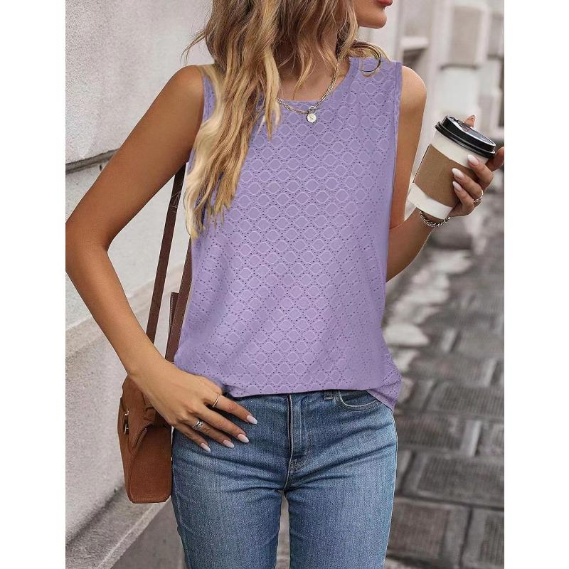 Women's New Spring and Summer Round Neck Printed Vest T-shirt Tops