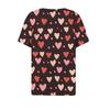 Damen T-Shirt mit Aufdruck zum Valentinstag, Knopfleiste, kurzärmelig, für den Alltag, Wochenende, Basic, V-Ausschnitt, normales Oberteil