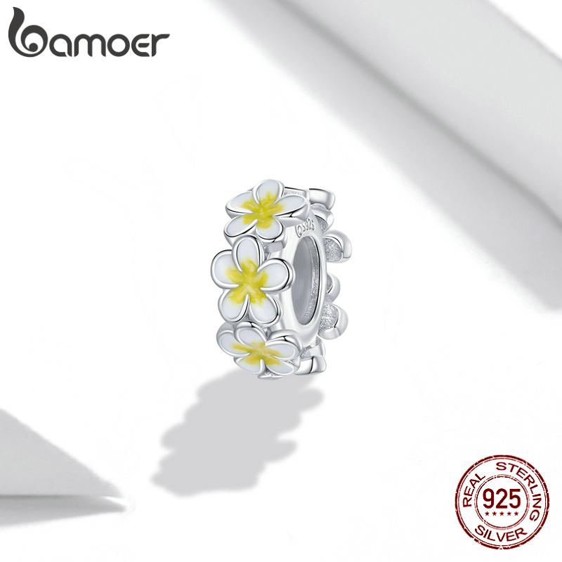 

BAMOER Стерлингового Серебра 925 пробы Нежные Романтические Цветы Шарм-бусина для оригинального браслета DIY Женские Ювелирные Изделия 925 silver