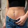 Rhinestone Zircon Navel Ring Stainless Steel Body Piercing Jewelry  Girl