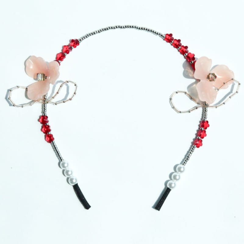 LOVUEE Double Peony Headband with Pomegranate Flowers