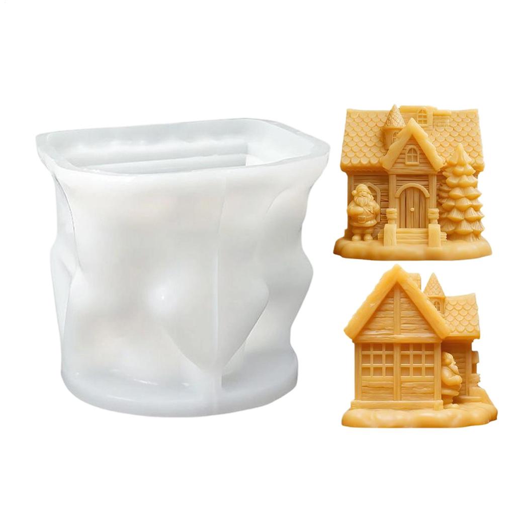 Christmas Candle Molds Holiday House Mould 3D Silicone Mold for Resin Casting Christmas Making Home Decor Holiday Crafts