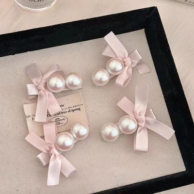 1/4 Stück Schleife Perle Haarspangen Süße Rosa Haarspange Für Mädchen Frauen Mode Haarnadeln Für Hochzeit Geburtstagsfeier Haaraccessoire