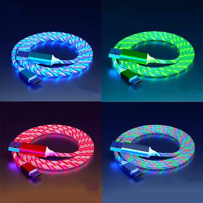 Samsung Xiaomi OPPO IPhone Hızlı Şarj Veri Kablosu için Aydınlık LED Tip C USB Kablosu Akan Işık LED Kablosu