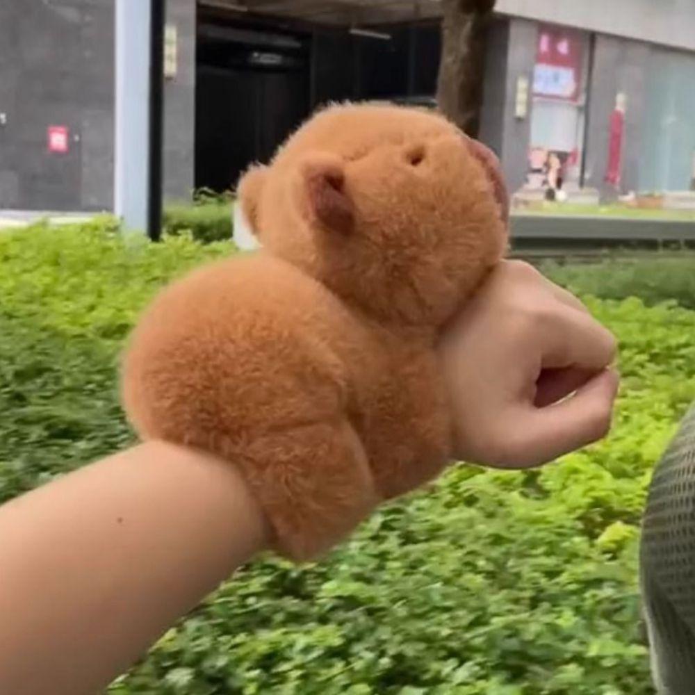 Plush Capybara Slap Wristband Stuffed Dolls Huggers Slap Toy Cute Interactive Toy  Kids Gift
