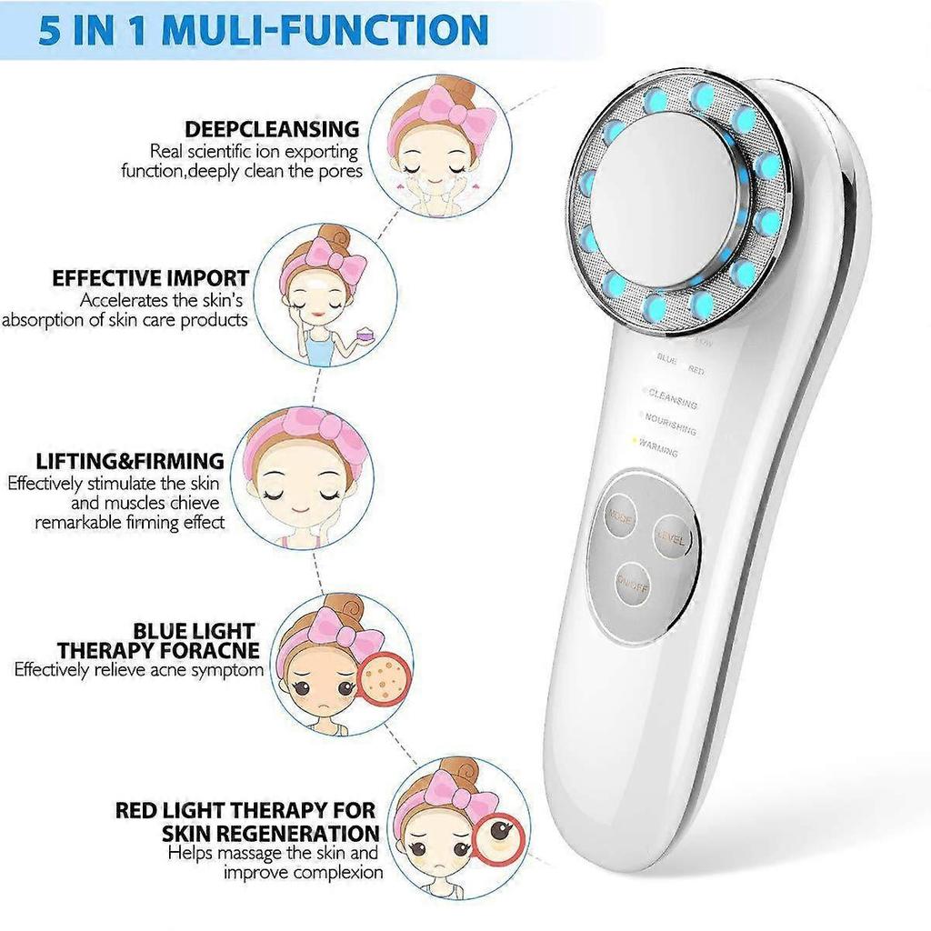 Face Massager, Skin Care Tool, High-frequency Face Care Machine, Skin Care Electroplating Face Care Machine (White Silver)