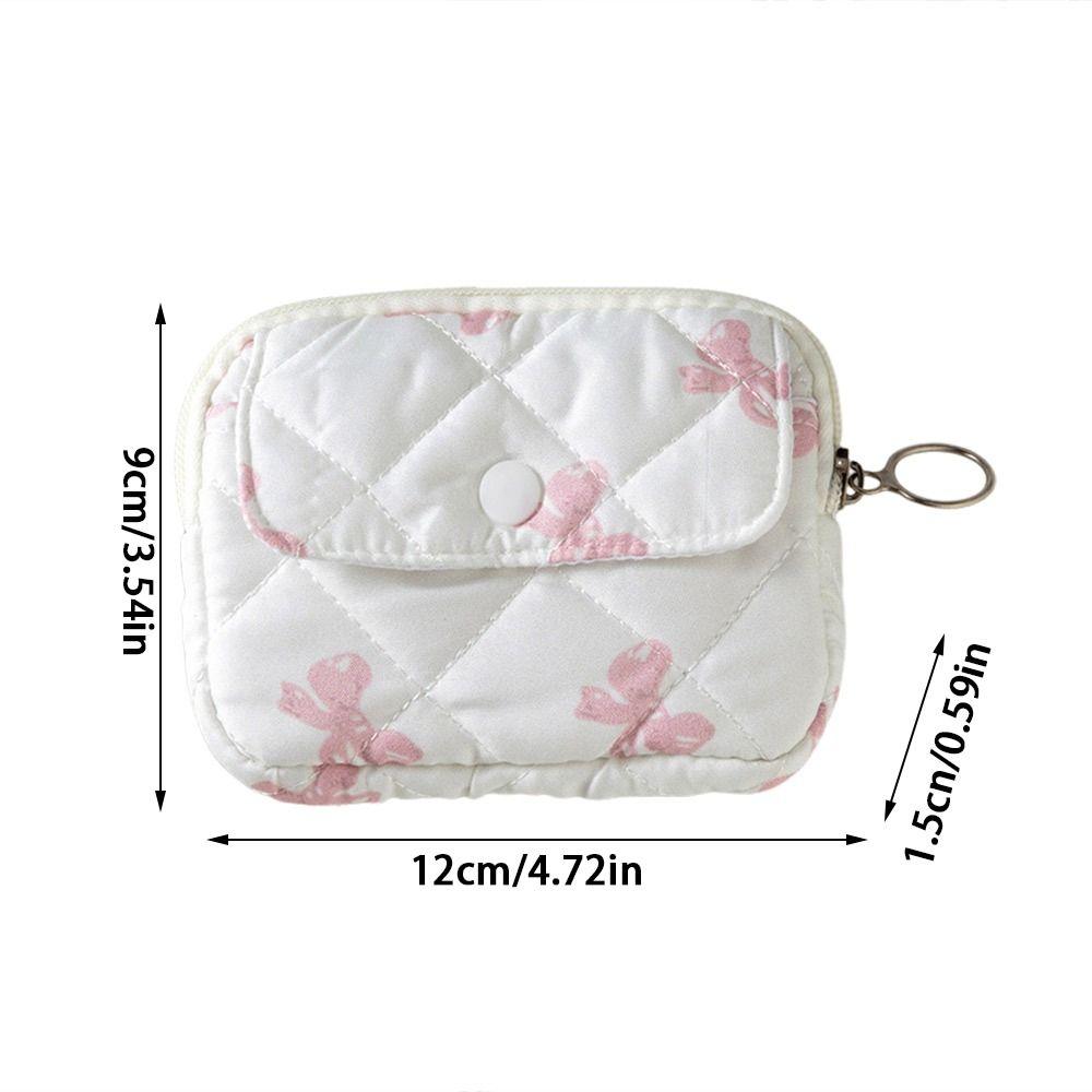 New Cartoon Floral Coin Purse Bow Print Large Capacity Storage Bag Headphone Bag