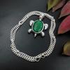 Silver 925 Beautiful Pendant With Chain 97.00 Ct Natural Turtle Fancy Green Jade P-2073-S