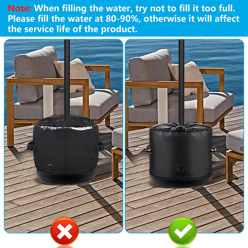 Parasol Base Stand 40L PVC Water-Filled Type Umbrella Base Weight Bag with Handle Tent Fixing Weight Bag Garden Parasol Stand Windproof Foldable Banne