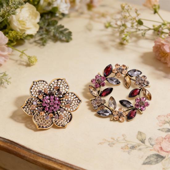 Rhinestone Wreath Brooch Artificial Gemstones Swan Lapel Pin Retro Elegant Brooch Pin for Women Coat Shirt Dress