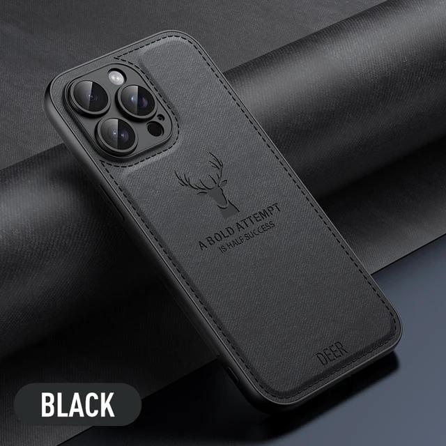 Soft Deer Head Shockproof Silicone Bumper Case For iPhone 15 14 13 12 11 Pro Max 7 8 6 S Plus SE Leather TPU Back Cover