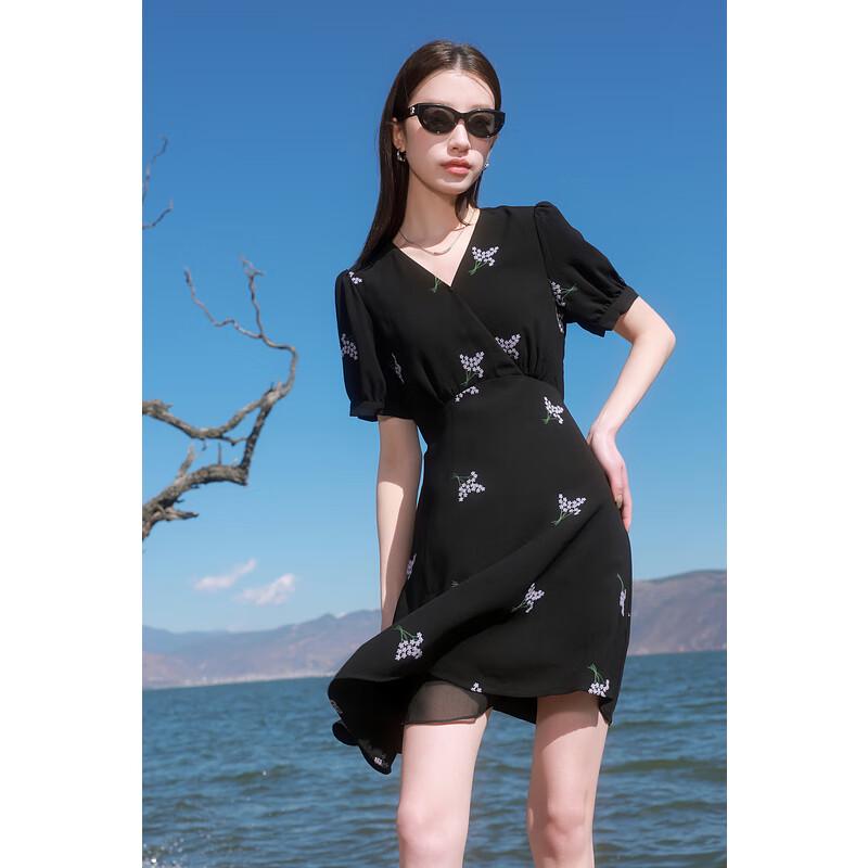 

2025 Summer French V-neck Embroidered Plus Size Dress 3XL