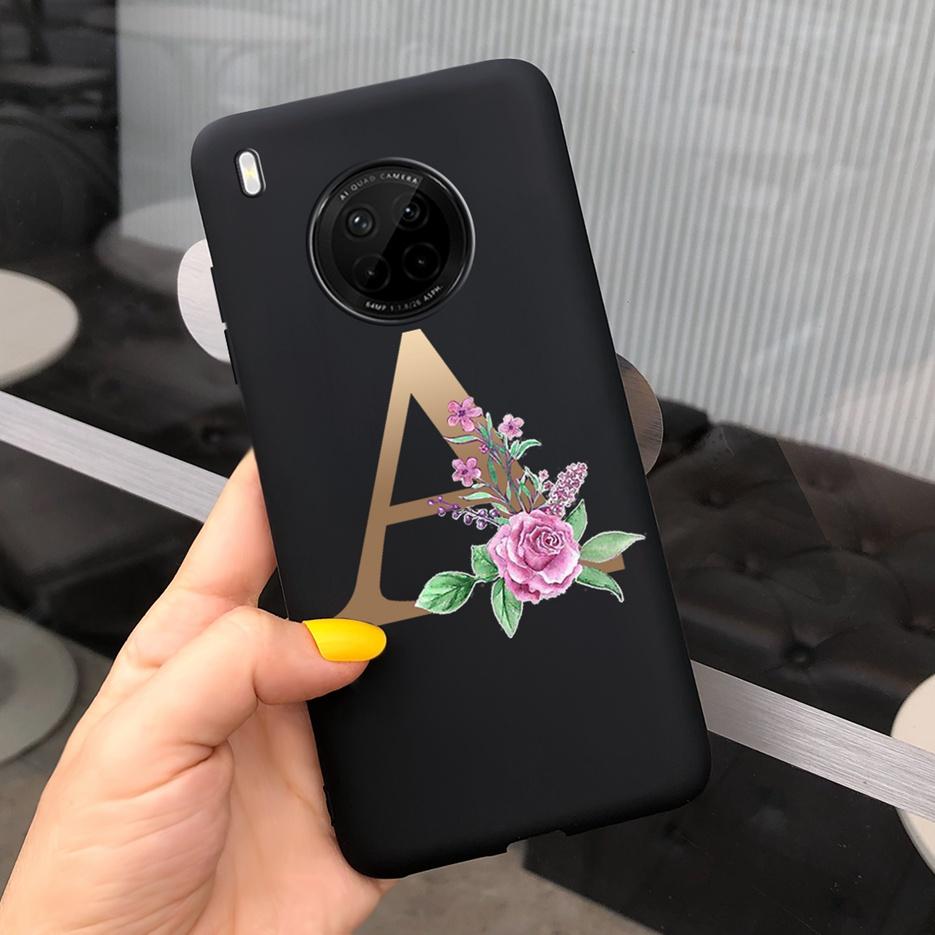 For Huawei Y9a 2020 Case 6.63'' Cute 26 Letters Cover Case For Huawei Y9a Y 9a Soft TPU Fundas HuaweiY9a Shockproof Phone Bumper