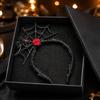 Costume Party Headpiece Halloween Spider Web Headband, Black Lace Choker Collar with Rose, Theme Photo Props Accessory for Women Girls, Gothic