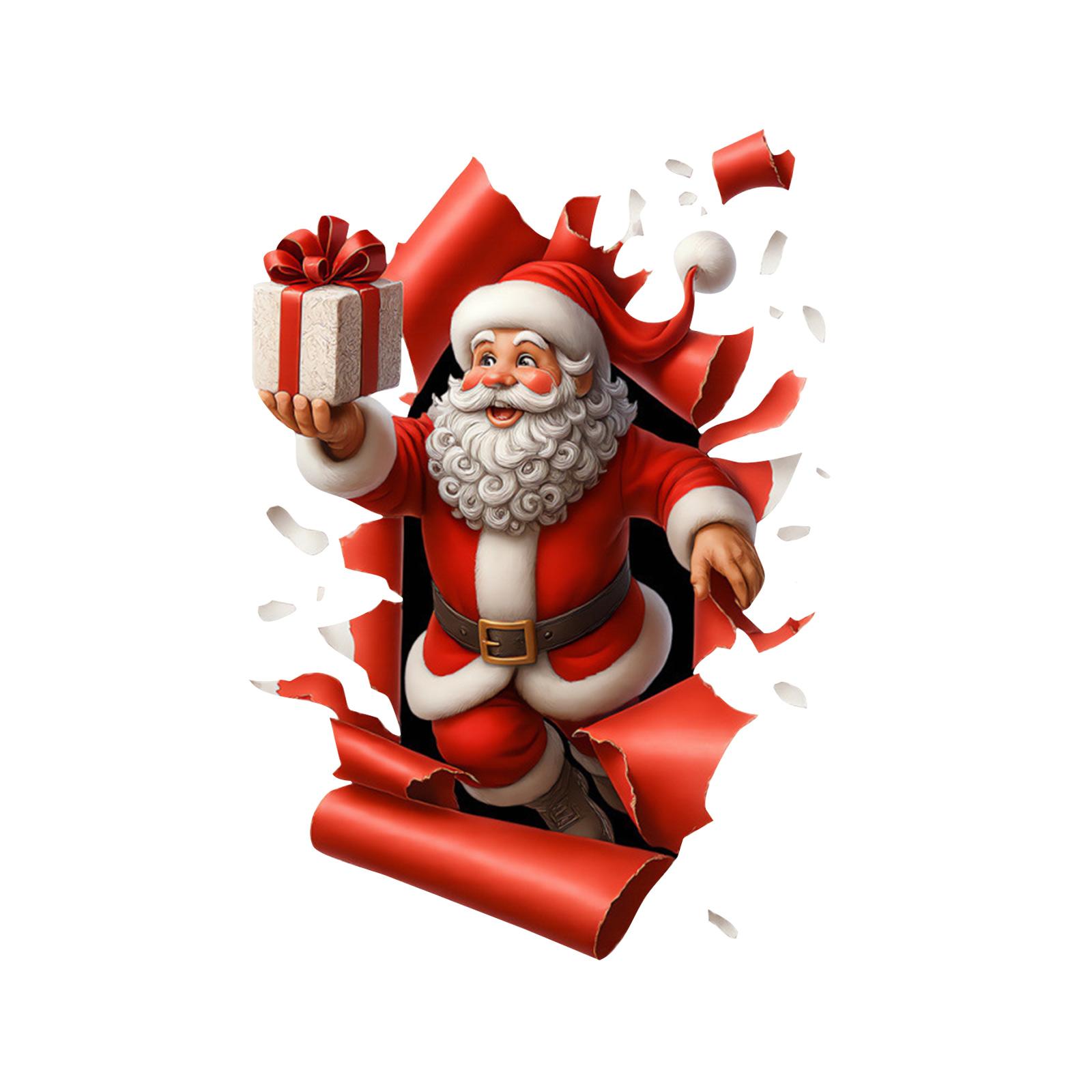 

Рождественский Креативный Визуальный Эффект Разбитая Стена Мультяшная Наклейка Праздничная Атмосфера Гостиная Домашнее Украшение Наклейка на Стену One Size