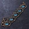 Natural Swiss Blue Topaz Gemstone Handmade Copper Wire Wrap Bracelet 7-8" Q1K48