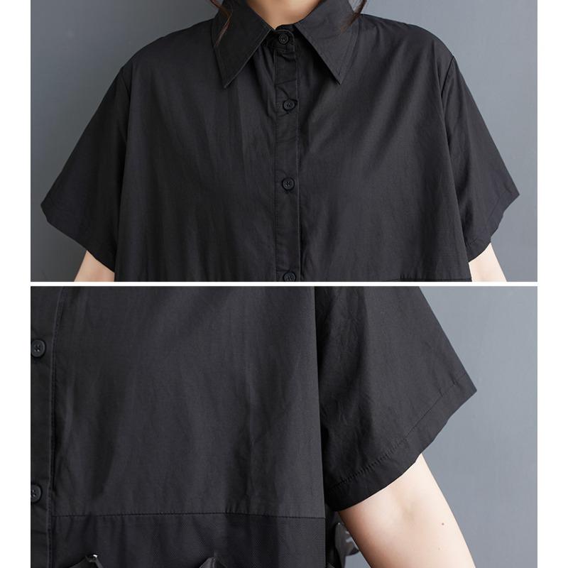 DIMANAF 2025 Summer Plus Size Dress Women Dress Loose New Vintage Casual Basic Lace Spliced Shirt Dress