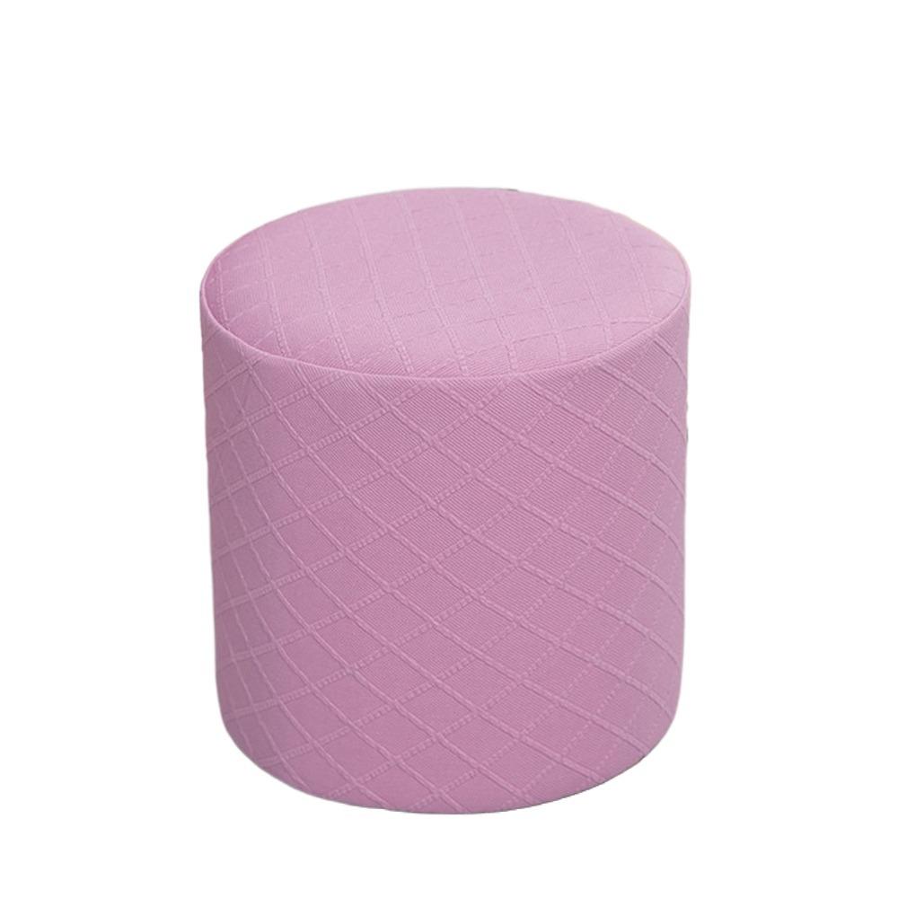 Durable Solid Color Jacquard Ottoman Cover Round Elastic Square Stool Cover Soft Footrest Slipcover Home Decor