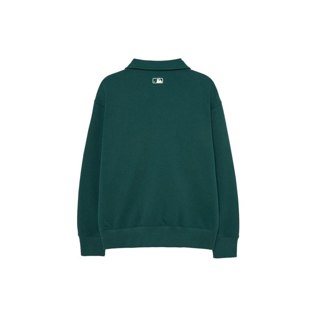 MLB Half-Zip Letter Logo Polo Neck Pullover Long Sleeve Sweatshirt Men sweatshirt Green 3AMTB0534-07GND