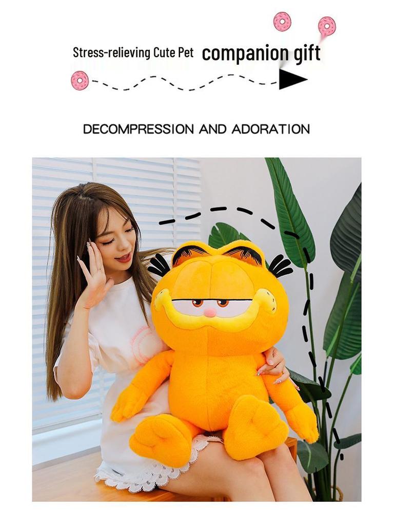 Cute Classic Cartoon Cat Plush Toy - Lazy Style Doll for Kids' Gifts and Home Decor Display