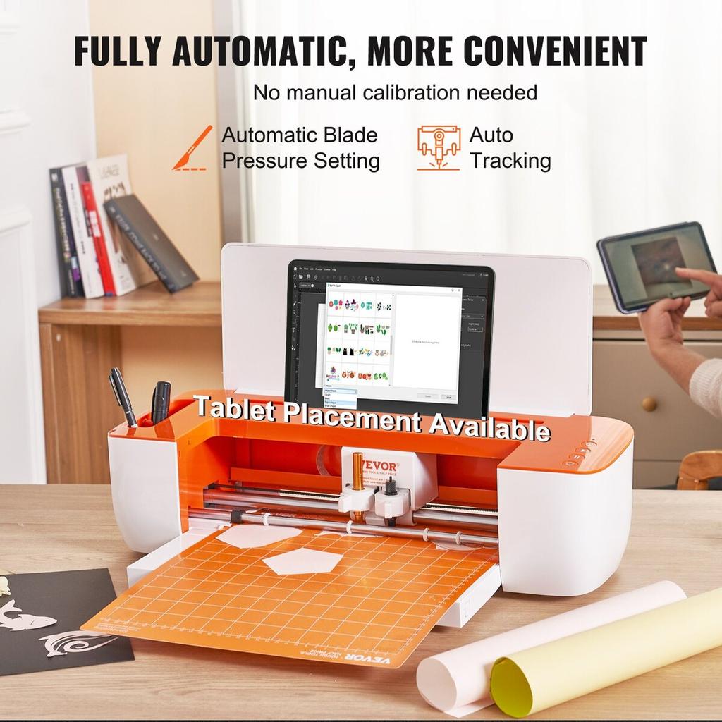 Vinyl Cutter Machine, Bluetooth Connectivity DIY Cutting Machine, Compatible with iOS, Android, Windows and Mac, Massive Designs Included, for