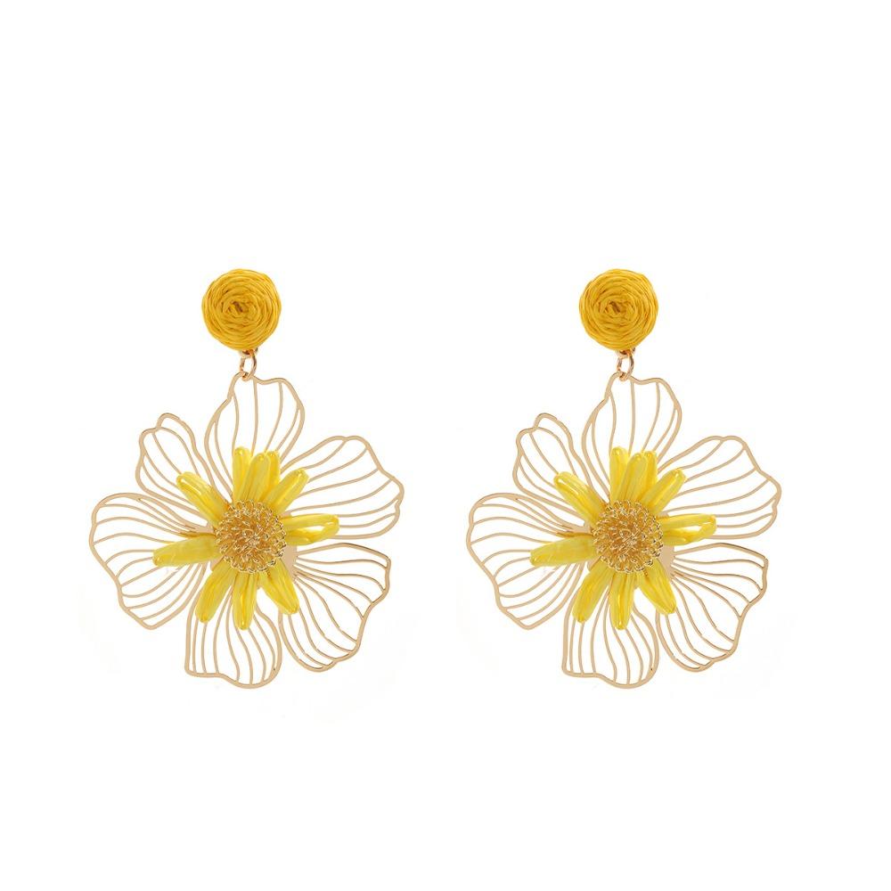 Lafite Grass Bohemian Earrings Hollow Out Straw Drop earrings Cute Women Jewelry  Party жёлтый
