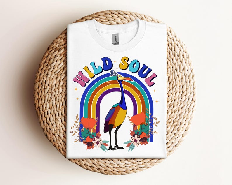 Disney Pixar Up Movie Kevin Rainbow Floral Wild Soul Funny Shirt, Pixar Up Movie Tee, Disneyland Family Matching Tee, Animal Kingdom Shirt 160