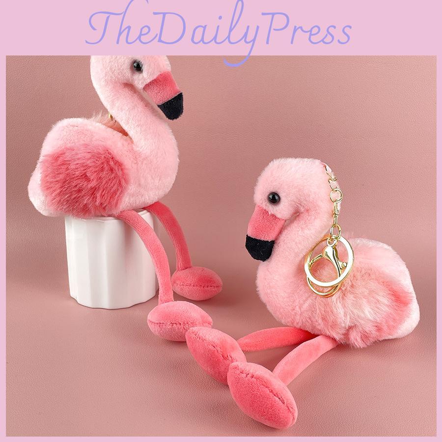Plush Pink Firebird Toy Soft Filled Doll Keychain Backpack Pendant Decoration