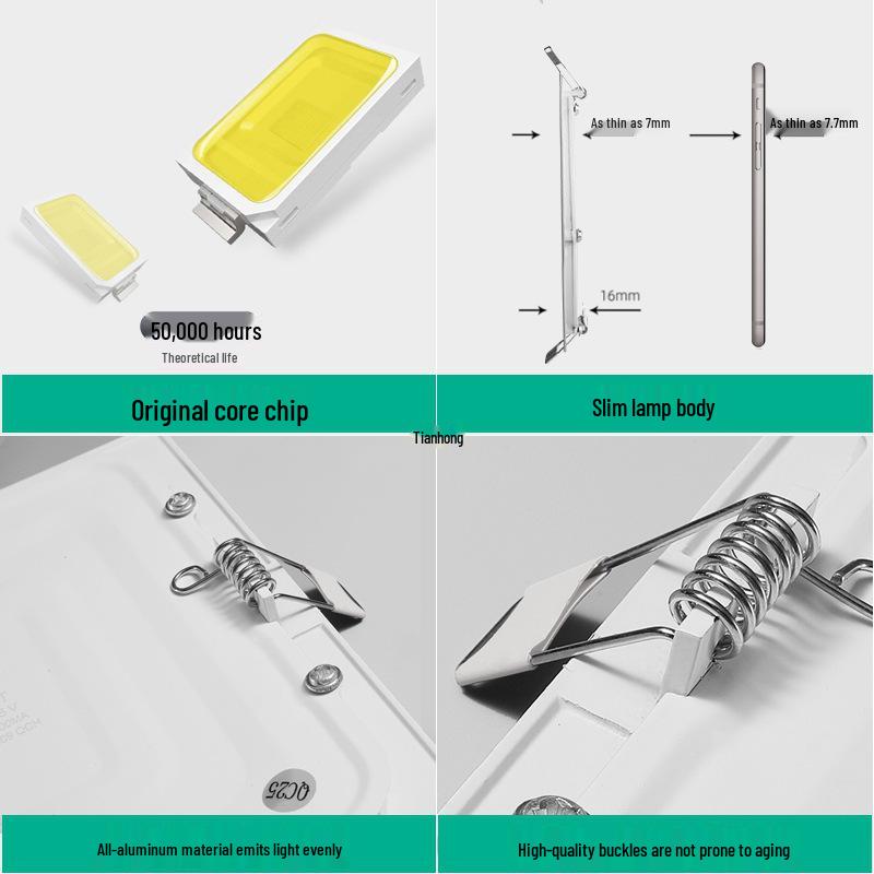 6-Inch Square Recessed Downlight Panel with Adjustable Grille (Cutout Sizes: 10, 13, 15, 17, 20 cm)