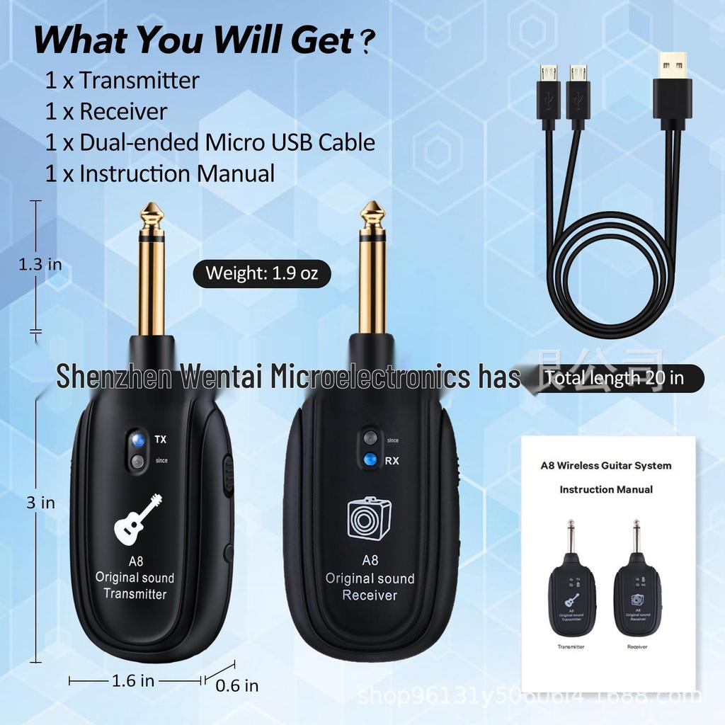 A8 A9 Wireless Audio Transceiver for Folk Guitar