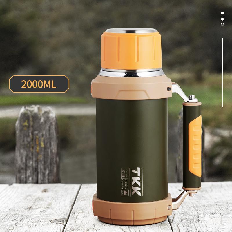 

TKK 2000 мл SUS-316 Термос великої місткості з нержавіючої сталі Портативний термос ізольований стакан з мотузковою термопляшкою 2000ml