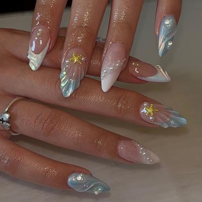 Ozean Nagel Patch Meerjungfrau Abnehmbare Nagel Drei-Dimensional Shell Tragen Nagel Stern Nagel Patch Bohrer