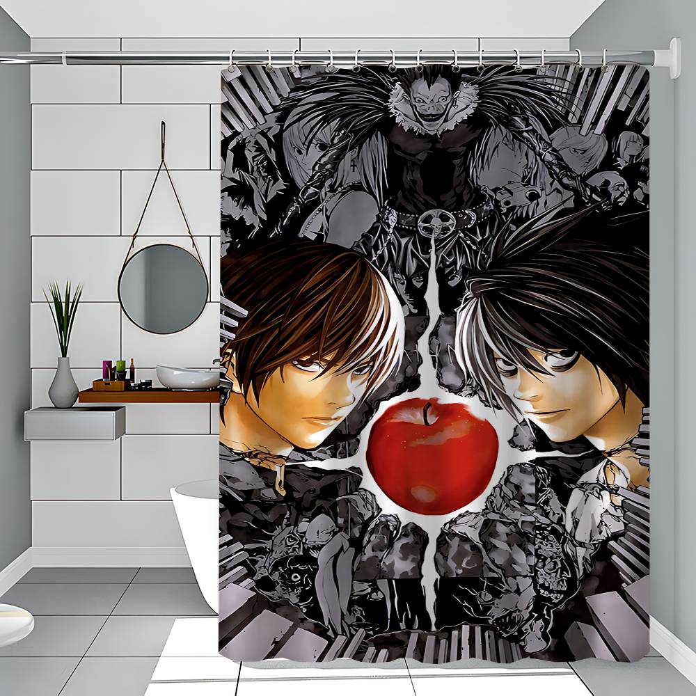 DEATH NOTE Polyester Duschdraperi Vattentät Rostbeständig Genomföringar Lättskött Torka Ren Hållbar