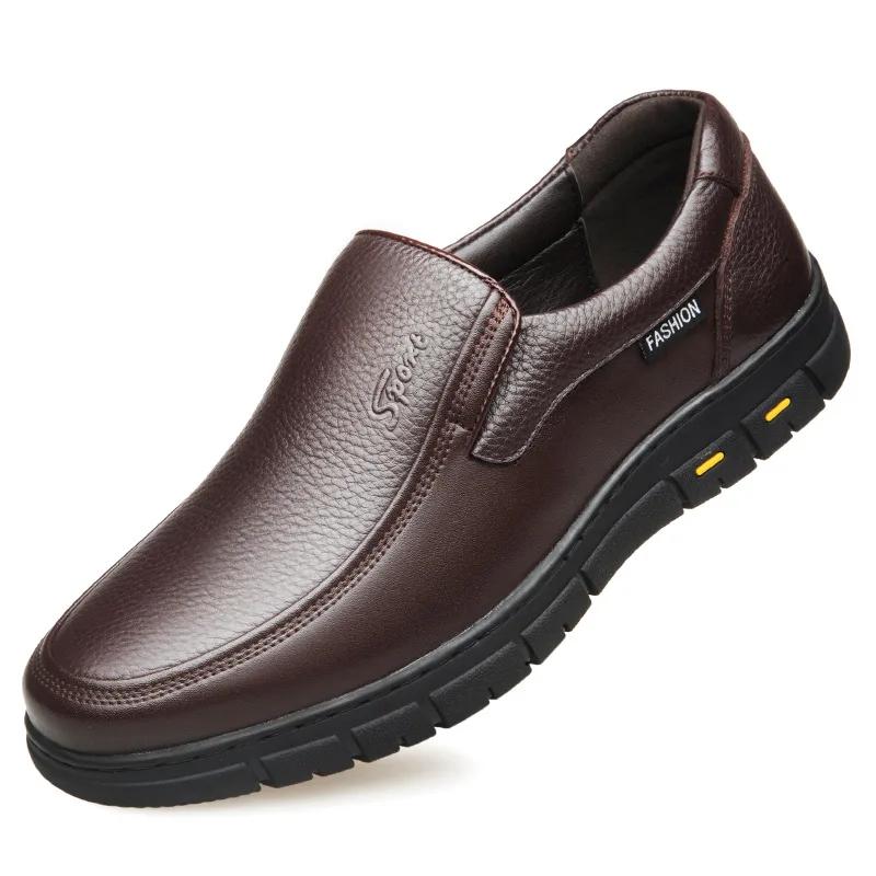 High Quality Genuine Leather Men Casual Shoes Korean Style Men Loafers Breathable Formal Men Dress Shoes Slip on Driving Shoes
